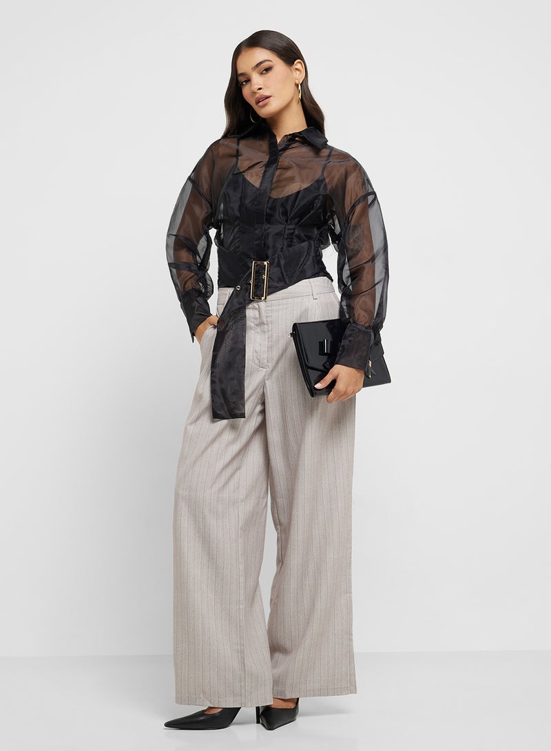 ايلا بلوزة شفافة بحزام - Image 4