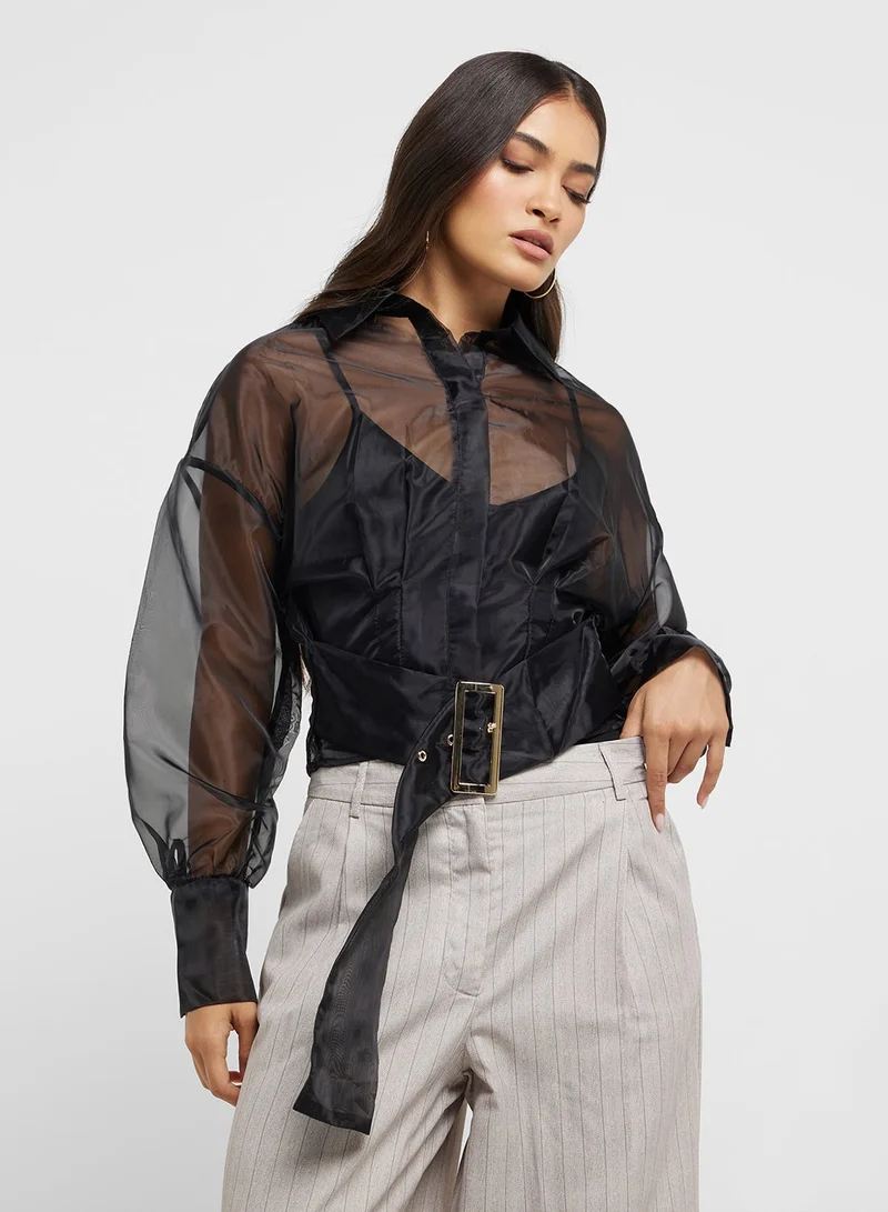 ELLA Sheer Belted Top