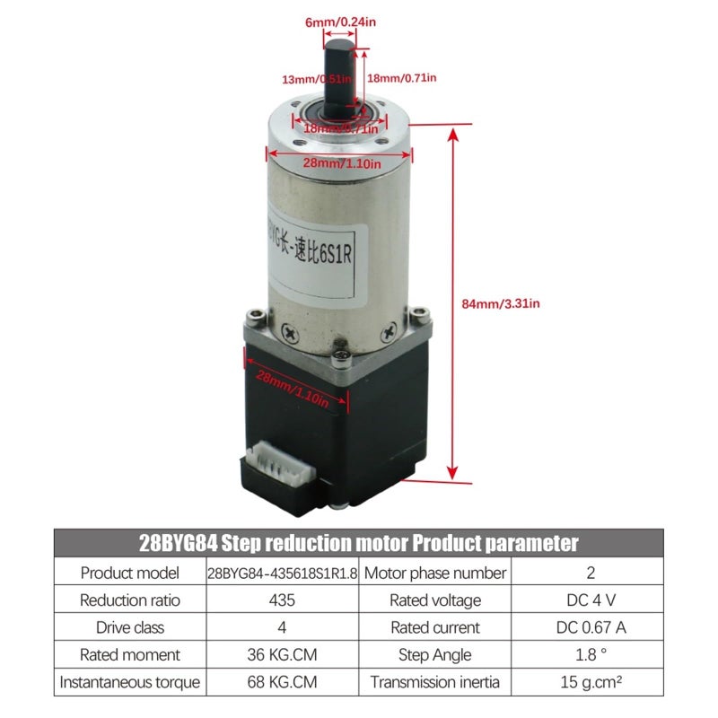 Nema11 28BYG84 435 Micro Stepper Motor With 5 18 Planetary Gearbox For DIY Robot 3D Printer - Image 3