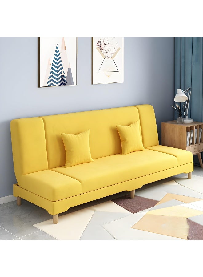 Zayn comforts Modern Cotton And Linen Solid Color Sofa With Foam Seat And Pillows Included 200X45X80 Cm Yellow - Image 1