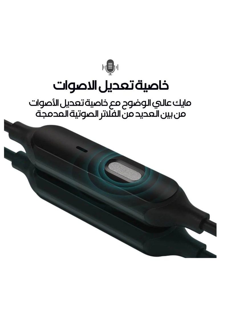 سارافوكس سماعة اذن KARAOKE GM21 سلك تايب سي مع مايكروفون احترافي بخاصية تغييرالأصوات متوافق مع جميع الاجهزه و الايبادات بمنفذ تاسي سي اللون اسود - Image 4