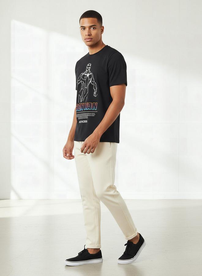 SP Characters Men Regular Fit Crew Neck Short Sleeves Iron Man Print T-shirt - Image 1