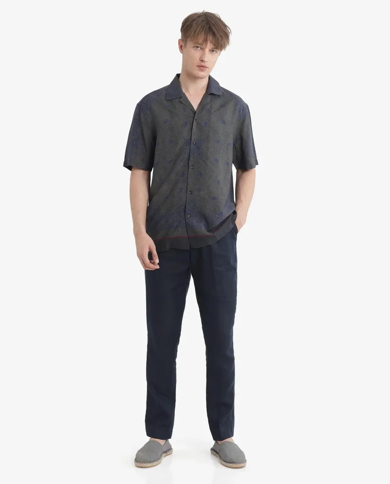 Rare Rabbit Men's Cuban Collar Boxy Fit Shirt