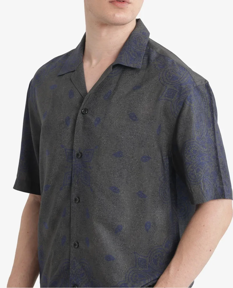 Rare Rabbit Men's Cuban Collar Boxy Fit Shirt