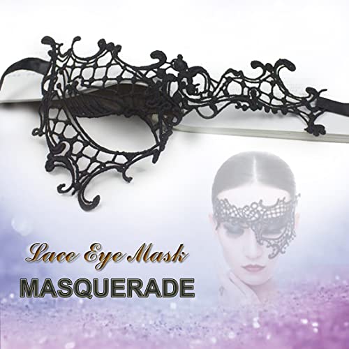 Cosmer Masquerade Mask for Women Lace Mask for Halloween Carnival Party Ball Costume (3 Style Black) - Image 3