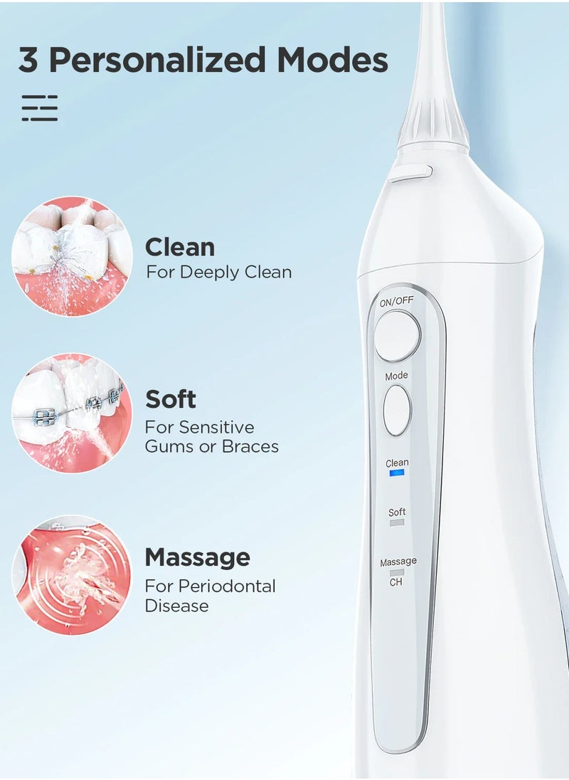 Fairywill Rechargeable Water Flosser, 3 Mode Portable Oral Irrigator with 300ml Water Tank （White）  - Image 3