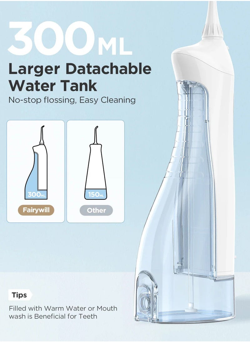 Fairywill Rechargeable Water Flosser, 3 Mode Portable Oral Irrigator with 300ml Water Tank （White）  - Image 4