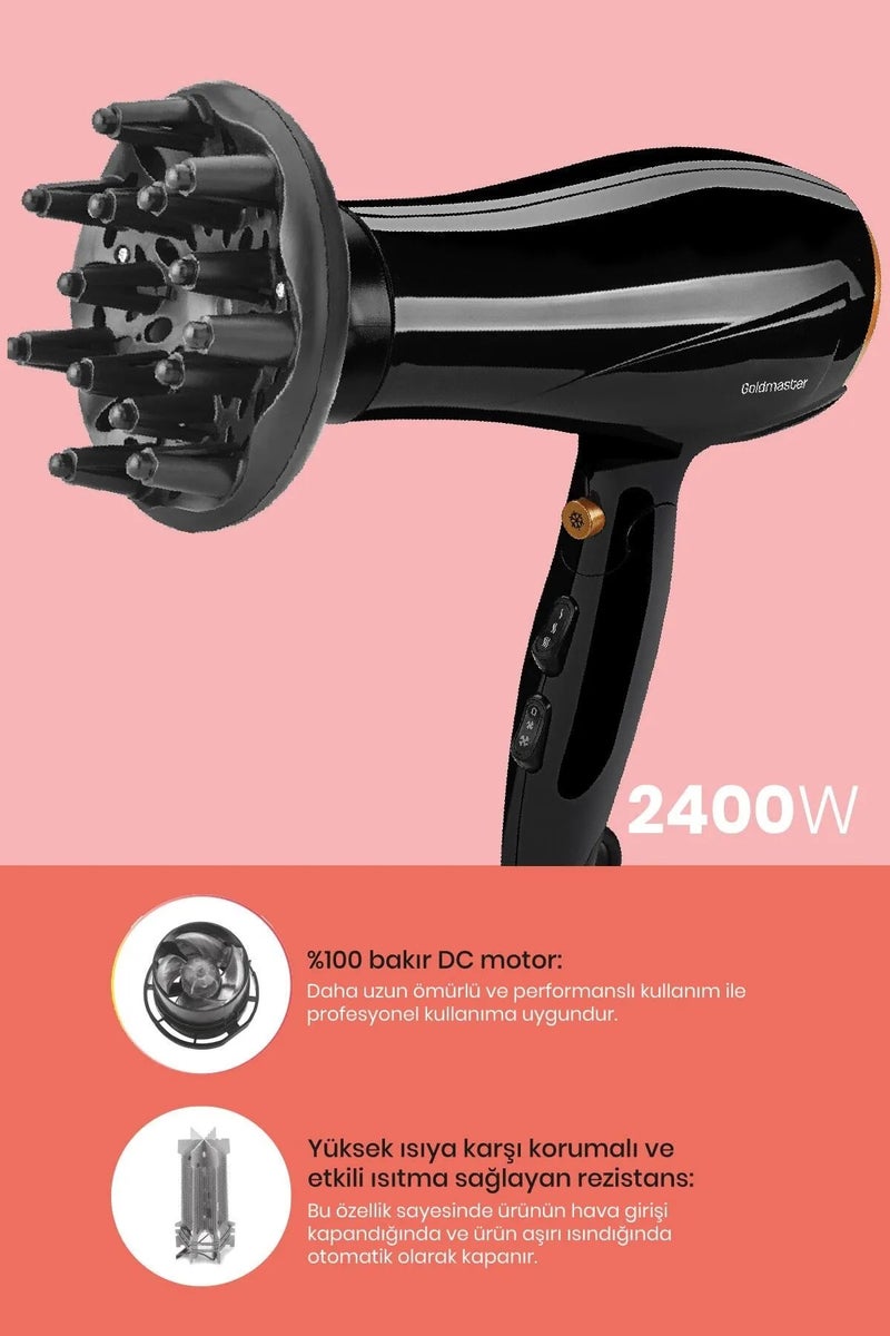 GOLDMASTER KARAYEL GM-7162 HAIR DRYER. GOLD - Image 3