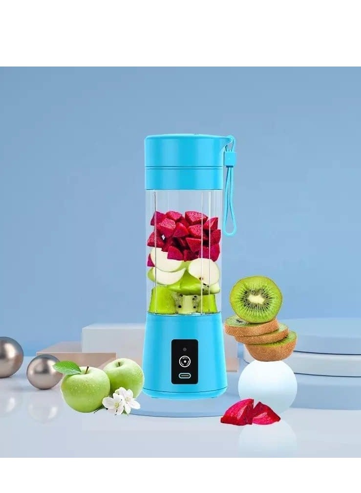 كوب خلاط محمول، خلاط عصير كهربائي USB لعمل المخفوقات والعصائر، خلاط صغير بسعة 380 مل وستة شفرات لخلط ممتاز، خفيف الوزن ومناسب (أزرق) - Image 1