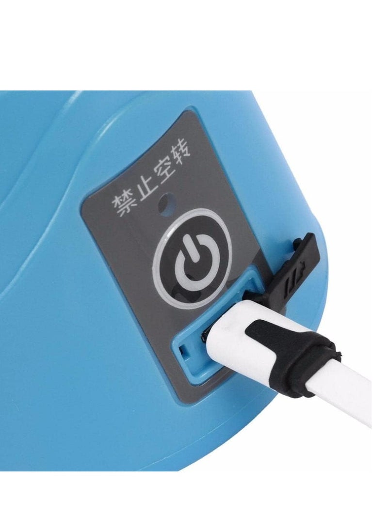 كوب خلاط محمول، خلاط عصير كهربائي USB لعمل المخفوقات والعصائر، خلاط صغير بسعة 380 مل وستة شفرات لخلط ممتاز، خفيف الوزن ومناسب (أزرق) - Image 5