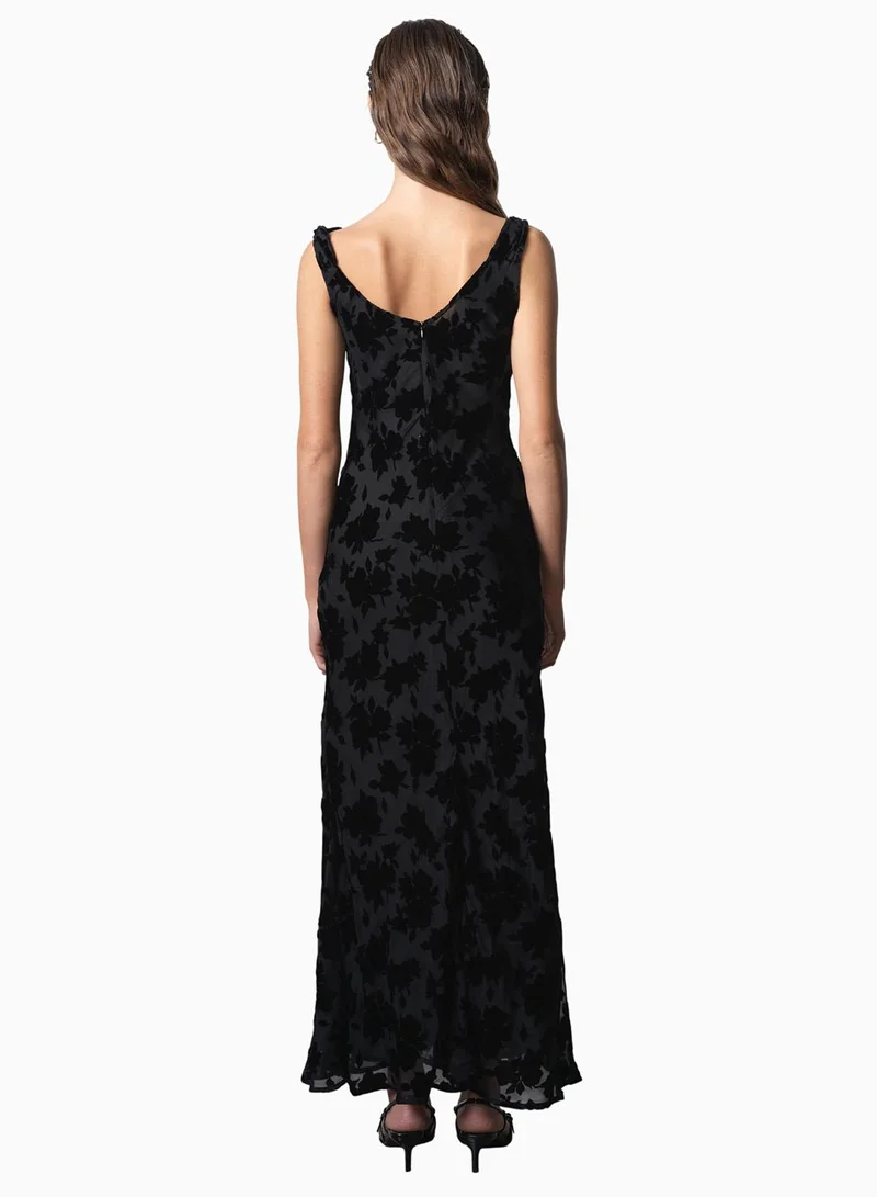 French Connection Kara Burnout Twisted Midi Dress