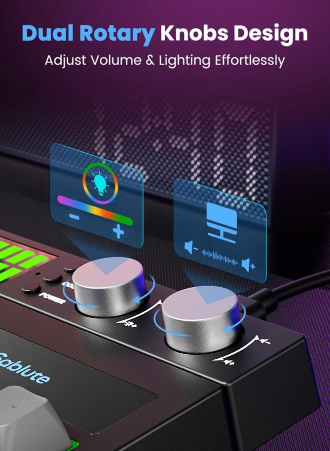 SABLUTE Keyboard Gaming - Audio-Sync RGB Light Strip, 19-Key Anti-Ghosting, Dual Control Knobs, Adjustable Stand, Ultra-Low Latency Quiet Mechanical Feel for PC Gamers（Black - Image 5