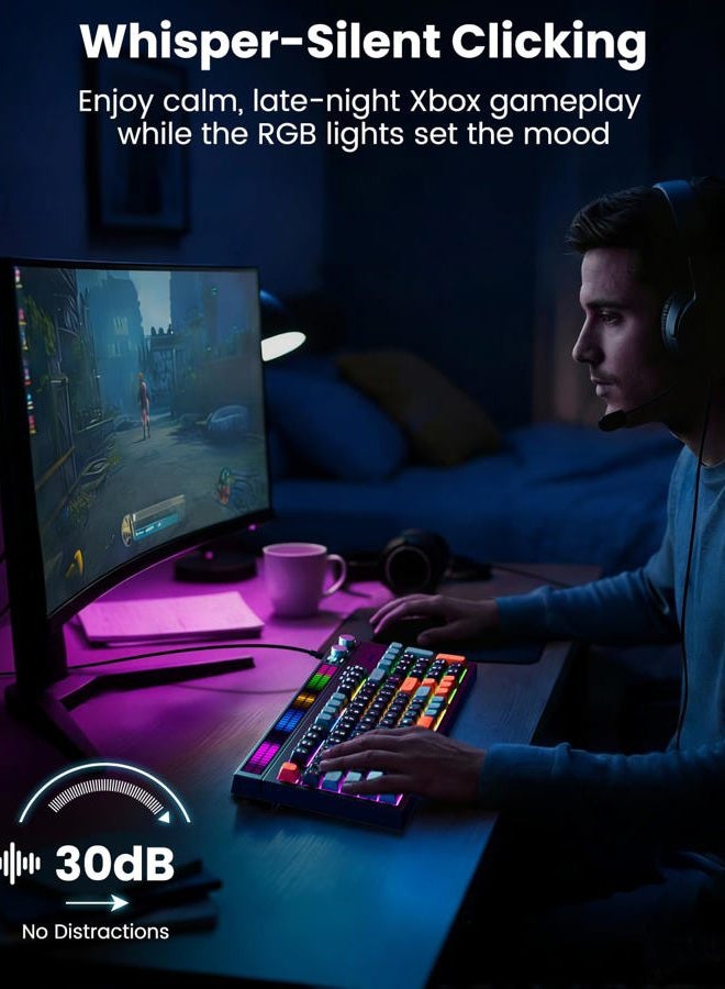 SABLUTE Keyboard Gaming - Audio-Sync RGB Light Strip, 19-Key Anti-Ghosting, Dual Control Knobs, Adjustable Stand, Ultra-Low Latency Quiet Mechanical Feel for PC Gamers（Black - Image 4