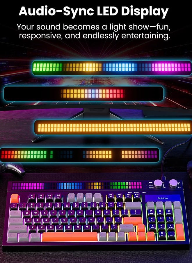 SABLUTE Keyboard Gaming - Audio-Sync RGB Light Strip, 19-Key Anti-Ghosting, Dual Control Knobs, Adjustable Stand, Ultra-Low Latency Quiet Mechanical Feel for PC Gamers（Black - Image 3