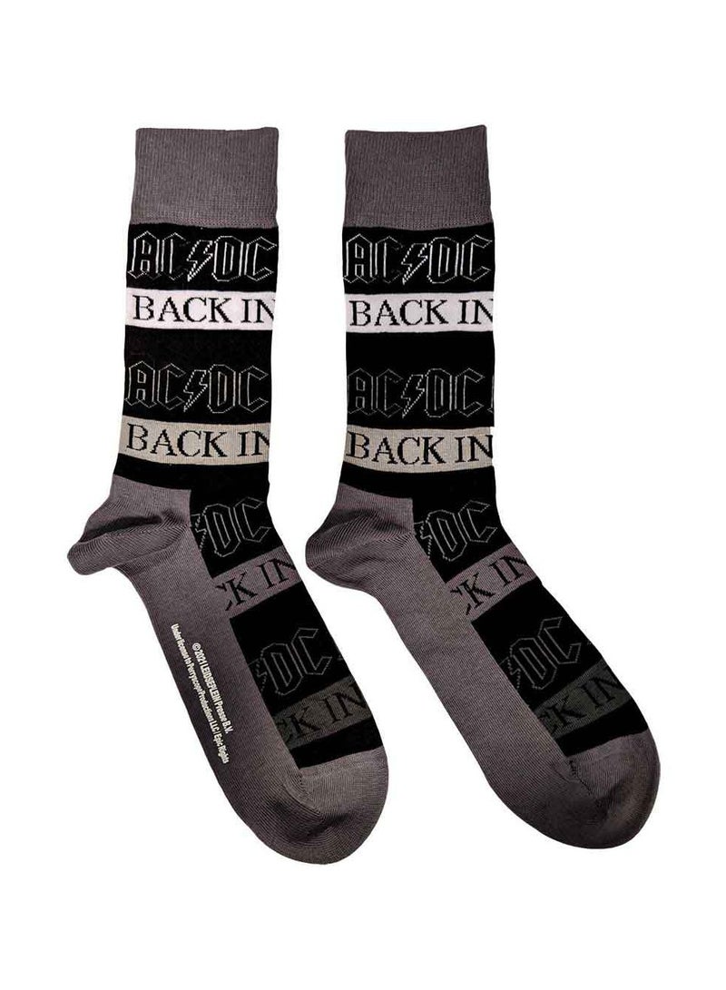 AC/DC AC/DC Unisex Ankle Socks featuring the 'Back in Black' design motif. Officially Licensed Merchandise. EU 40-45. Quality Comfortable Fabric Socks available in a black colourway. - Image 1