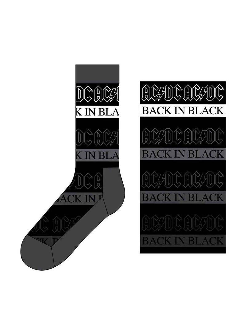 AC/DC AC/DC Unisex Ankle Socks featuring the 'Back in Black' design motif. Officially Licensed Merchandise. EU 40-45. Quality Comfortable Fabric Socks available in a black colourway. - Image 4