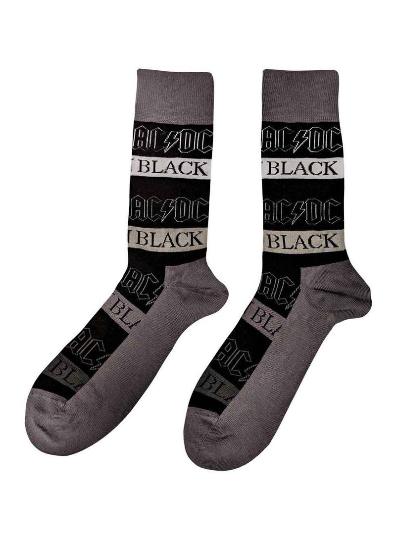 AC/DC AC/DC Unisex Ankle Socks featuring the 'Back in Black' design motif. Officially Licensed Merchandise. EU 40-45. Quality Comfortable Fabric Socks available in a black colourway. - Image 2
