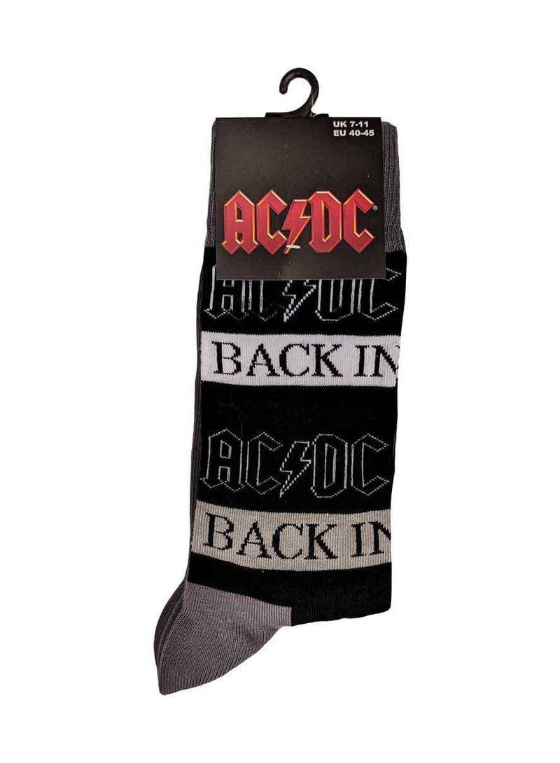 AC/DC AC/DC Unisex Ankle Socks featuring the 'Back in Black' design motif. Officially Licensed Merchandise. EU 40-45. Quality Comfortable Fabric Socks available in a black colourway. - Image 3