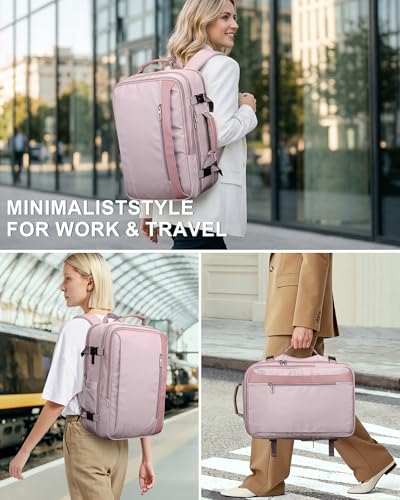 PIJUSHI Travel Backpack for Women Expandable Carry on Luggage Backpack Airline Approved TSA 16 Laptop Bag Business with USB PortPE034 Light Purple - Image 3