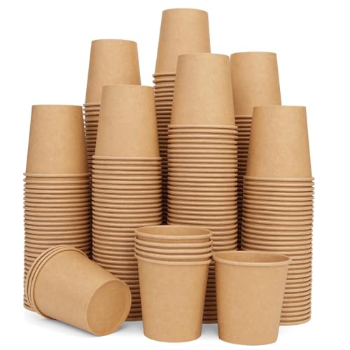 Vumdua 300 Pcs 6 oz Kraft Paper Cups - Disposable Paper Cups Hot Cold Beverage Drinking Cup for Coffee, Water, Tea, Juice, Espresso & Cortado - Image 1