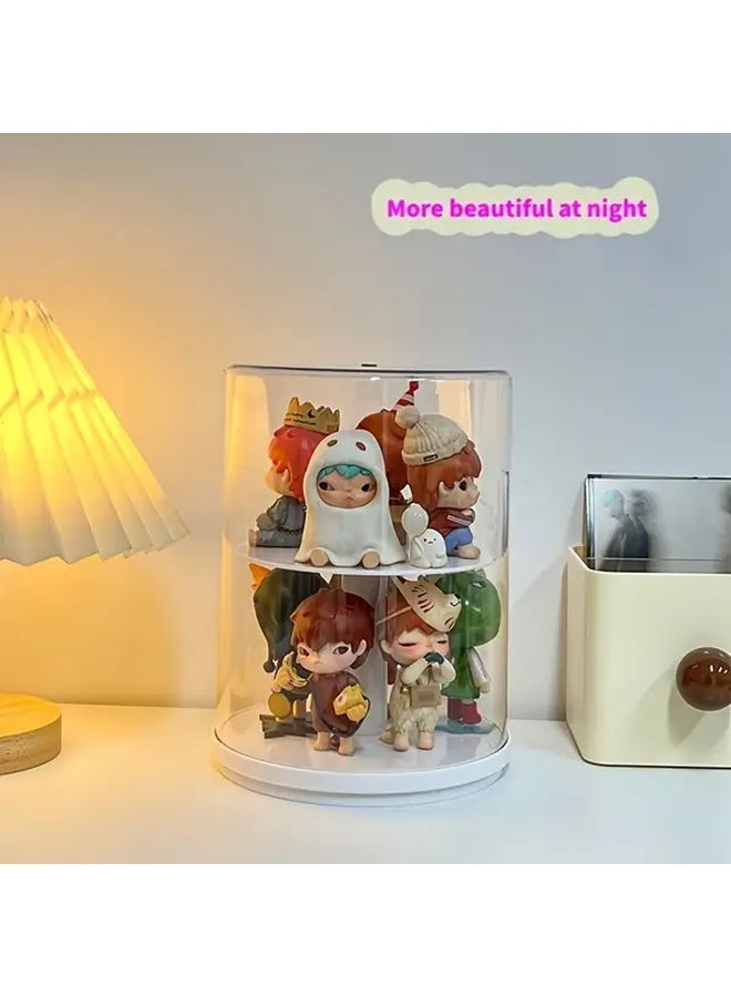 Creamy White Large Rotatable Acrylic Display Case For Action Figures And Building Blocks Storage Organizer - Image 4