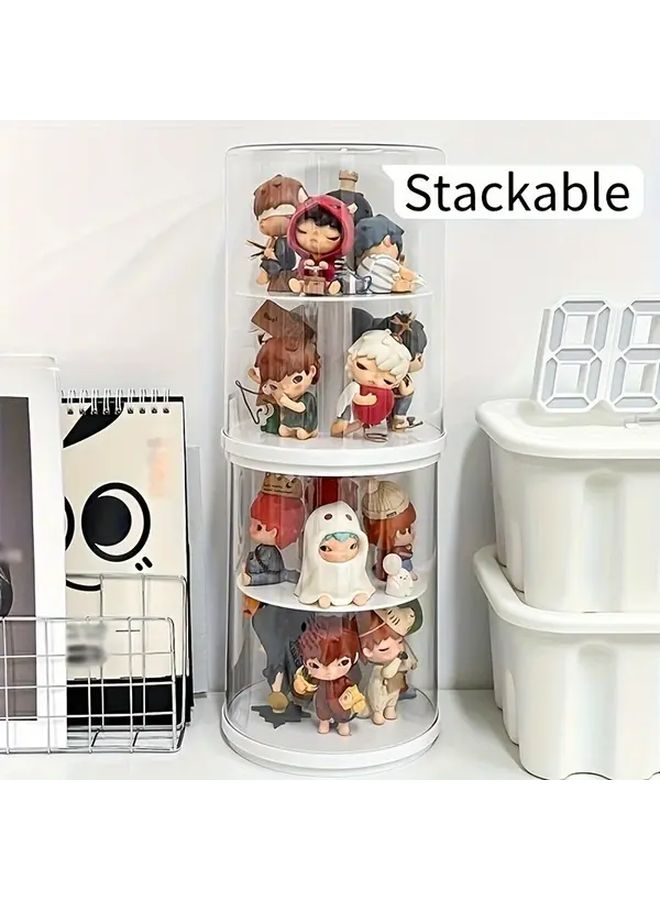 Creamy White Large Rotatable Acrylic Display Case For Action Figures And Building Blocks Storage Organizer - Image 3