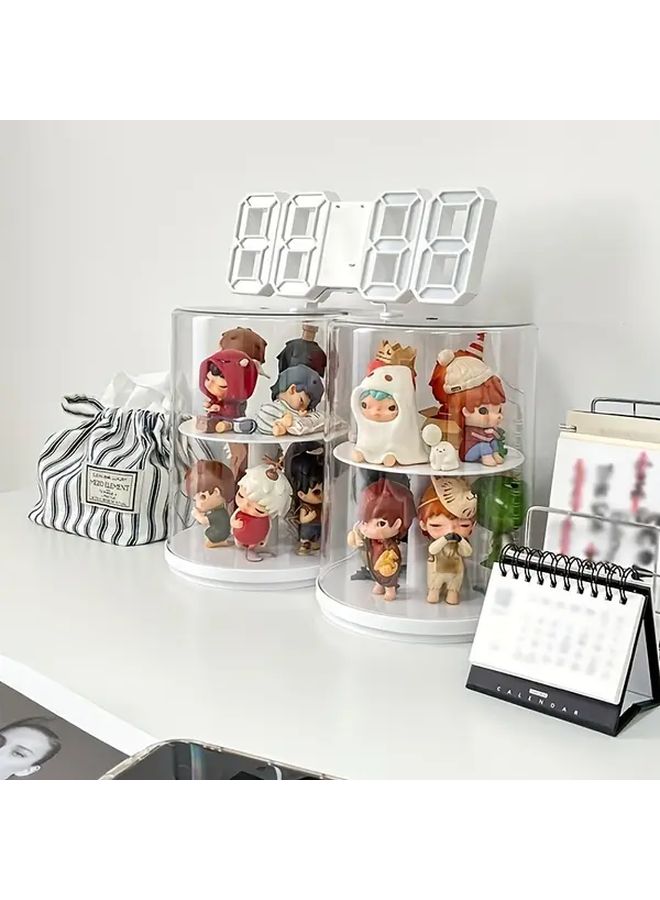 Creamy White Large Rotatable Acrylic Display Case For Action Figures And Building Blocks Storage Organizer - Image 1