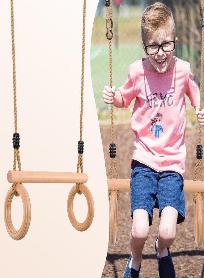 YAERSI Children's Trapeze Swing Bar with Wooden Gym Rings,Trapeze Bar for Swing Set - Image 5