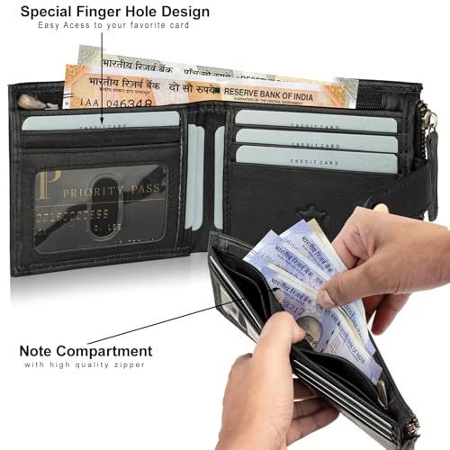RIGOHILL Doger Black Mens Leather Wallet | Leather Wallet for Men | RFID Mens Wallet - Image 3