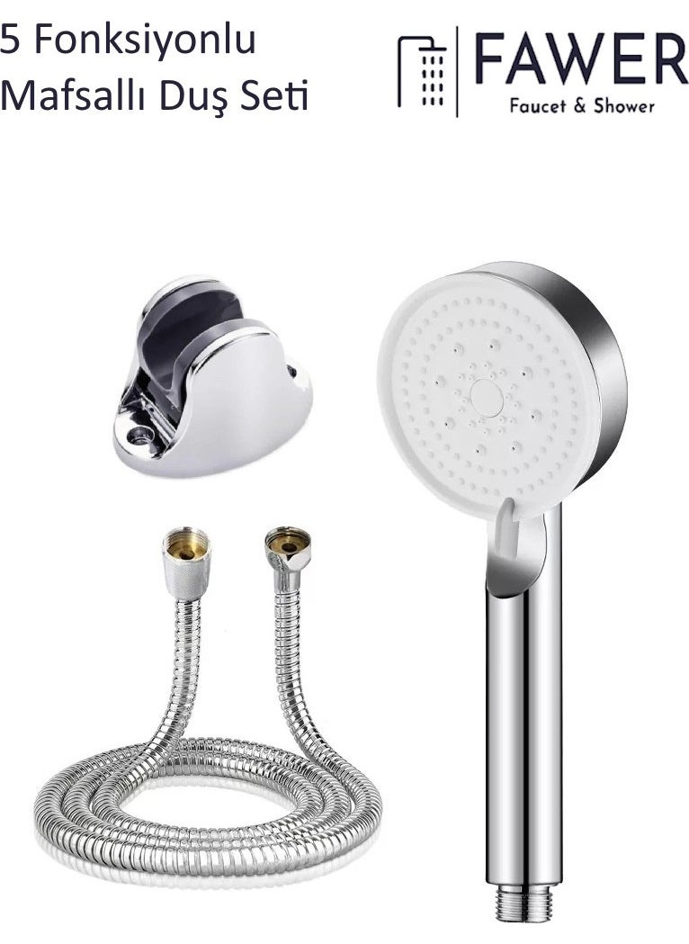 FAWER Faucet & Shower Fawer 5 Function Chrome Articulated Shower Set Shower Head  - Image 1