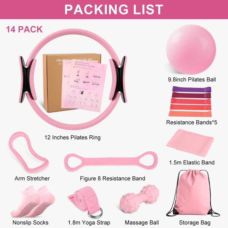 NITMTYOU Home Pilates Essentials Kit for Women - Complete Set with 9" Yoga Ball, Figure 8 Resistance Band, Pilates Bands, Accessories, and Pilates Ring - Perfect for Beginners Home Workouts - Image 2