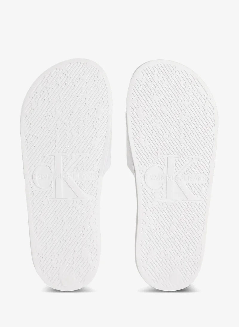 Calvin Klein Jeans Bright White Logo Slides for Women | Best Price UAE