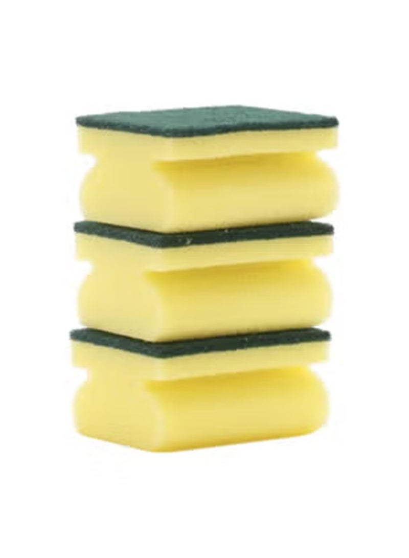 كلاسي تاتش طقم إسفنجة تنظيف المطبخ مكون من 3 قطع أصفر/أخضر 21x10x5 سم - Image 3
