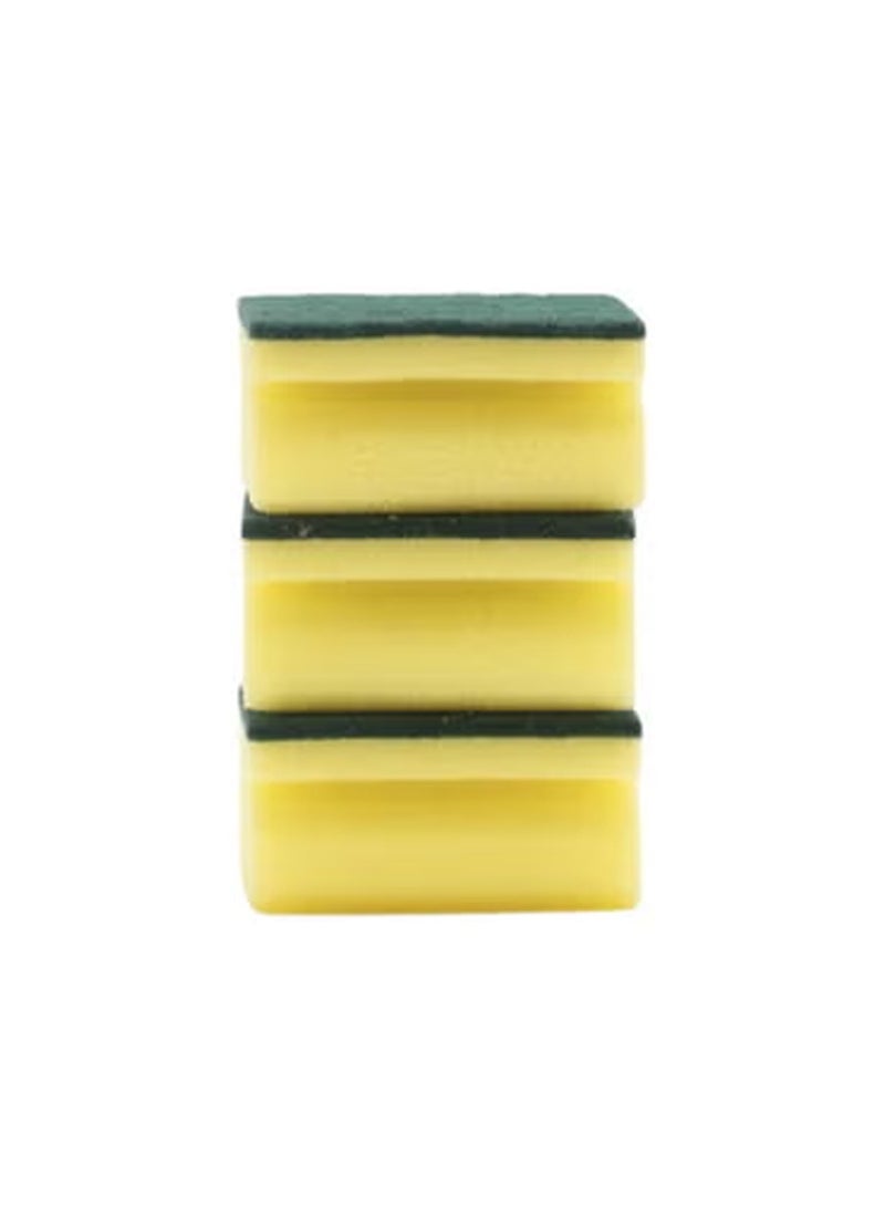 كلاسي تاتش طقم إسفنجة تنظيف المطبخ مكون من 3 قطع أصفر/أخضر 21x10x5 سم - Image 1