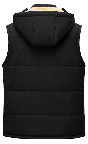 Pursky Men Puffer Vest For Outdoor Mens Winter Quilted Puffy Vests Winter Warm Sleeveless Jacket Coat Casual Outwear with Pockets Black M - Image 2