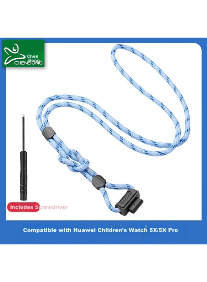 Chensong Lanyard Strap For Huawei Kids Phone Watch 5x/5x Pro, Anti-lost, Durable Neck Strap, Mixed Blue - Image 1