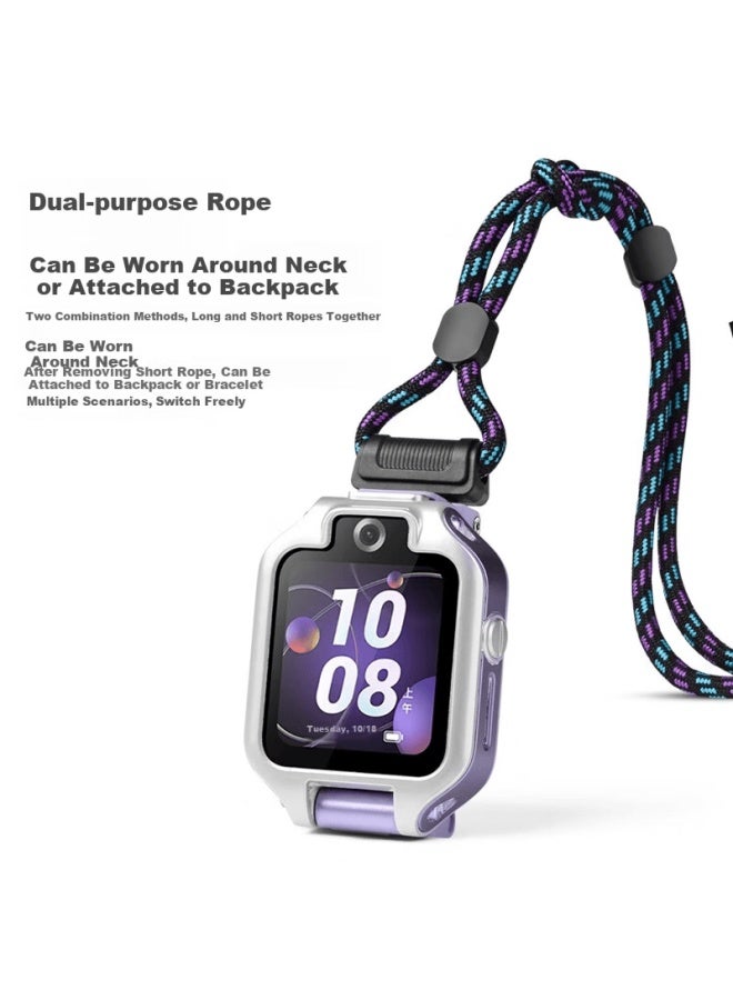 Chensong Lanyard Strap For Huawei Kids Phone Watch 5x/5x Pro, Anti-lost, Durable Neck Strap, Mixed Blue - Image 2