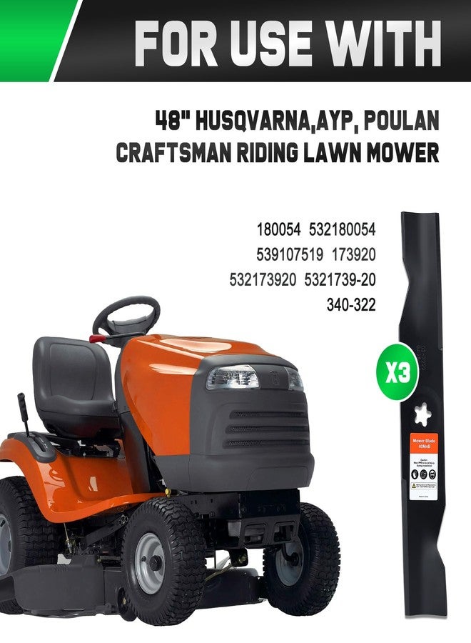 Grasscool Z248F 48 inch Mower Blades for Hus qvarna 532180054 YTH2348 YTH24V48 YTH2148 YTH24K48 Z248 YTH2448 Craftsman Poulan 48'' Lawn Mower Replace 180054 173920(High Lift) - Image 3