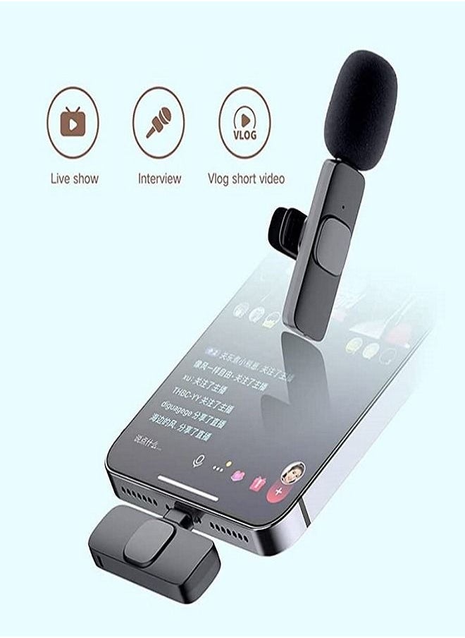 Generic - K8 wireless microphone, 2.4ghz 2 in 1 digital mini portable recording clip mic with receiver for all type-c lightning mobile phones camera laptop for vlogging youtube online class, zoom call - Image 1
