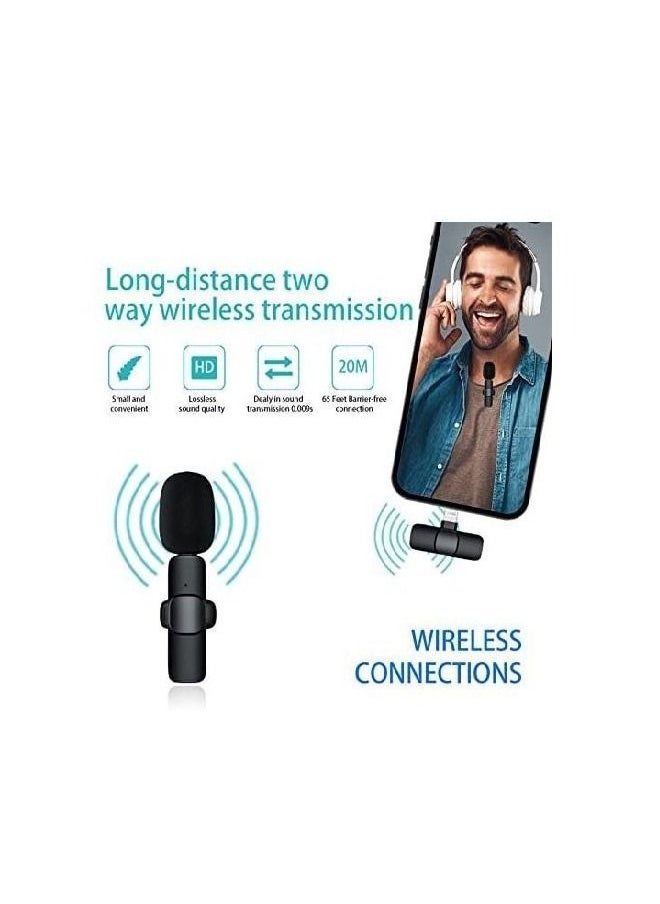 Generic - K8 wireless microphone, 2.4ghz 2 in 1 digital mini portable recording clip mic with receiver for all type-c lightning mobile phones camera laptop for vlogging youtube online class, zoom call - Image 1