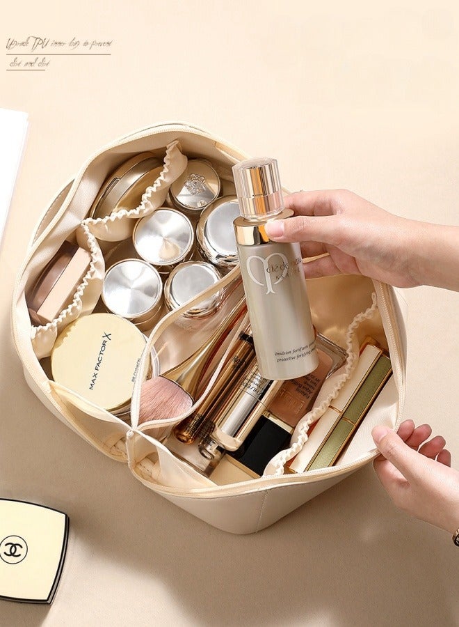 Pillow Shaped Makeup Bag for Girls Beige Makeup Storage Bag - Image 2