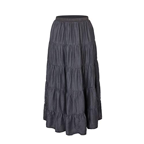 Tronjori Womens A Line Long Lightweight Tencel Denim Tiered Skirt with Multi Layers (XS, Black Multi Layer) - Image 1