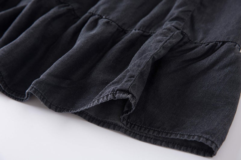 Tronjori Womens A Line Long Lightweight Tencel Denim Tiered Skirt with Multi Layers (XS, Black Multi Layer) - Image 5