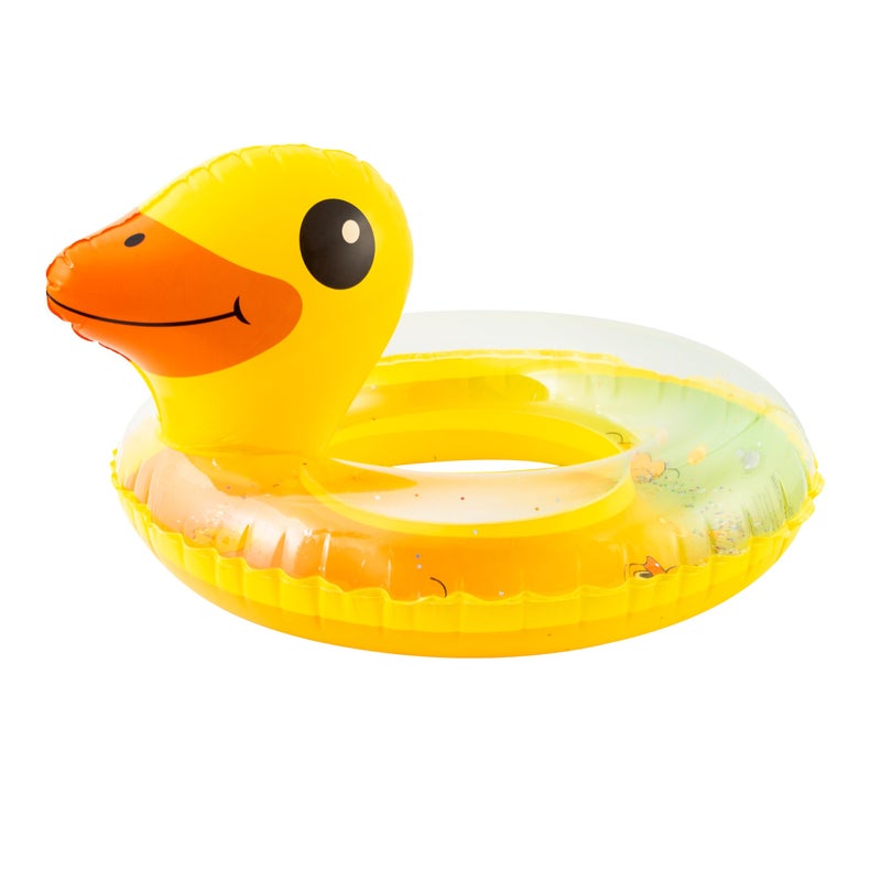 Zainpe Duck Inflatable Pool Float with Glitters Inflation Yellow Swimming Ring Summer Outdoor Water Lounge Inflatable Raft Tube Fun Beach Floaties Vinyl Swim Floaty Pool Toy for Kid Toddler Girl Boy - Image 2