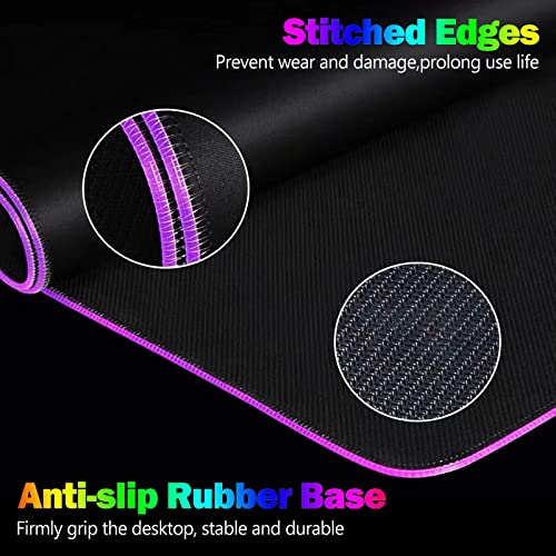 DINKY RGB Gaming Mouse Pad, Large Extended Soft Led Mouse Pad with 14 Lighting Modes, Water Resist Keyboard Pad, Computer Keyboard Mousepads Mat 31.4×11.8 inches- Purple Nebula - Image 4