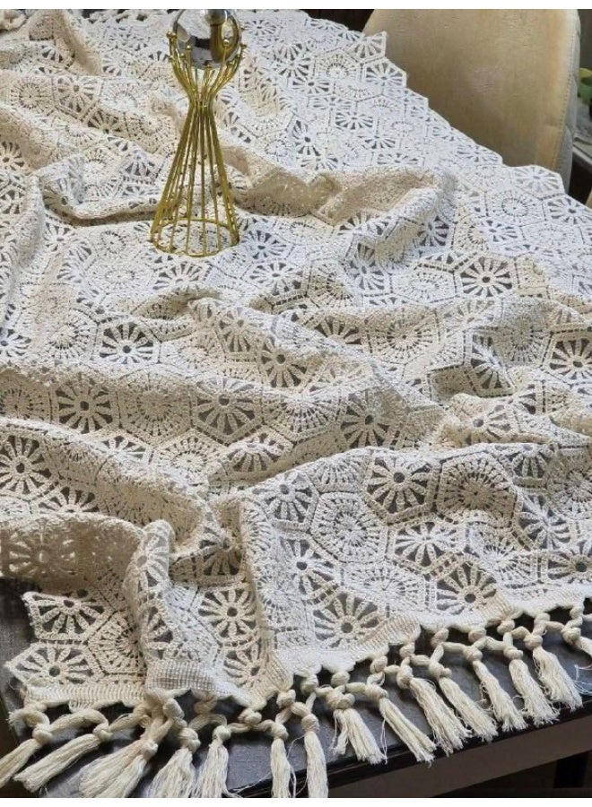 مفرش سفره مكرميه 210 سم *140 سم بشراشيب - Image 2