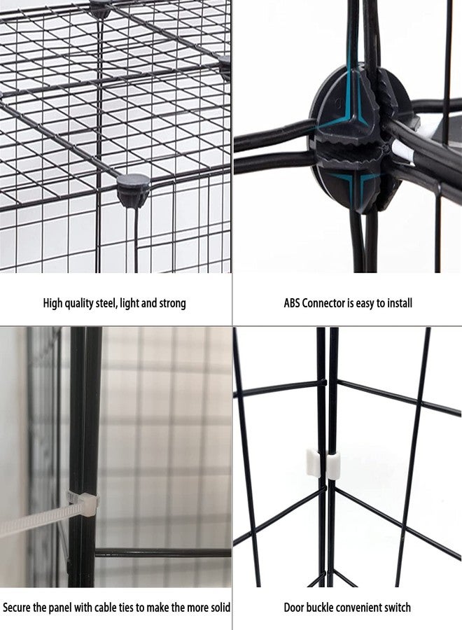 MUYG DIY Cat Cage,Pet Playpen Indoor, Detachable Metal Wire Small Animal Cages, 2-Tier Crate Large Exercise Place, Kitten Enclosures with 2 Door, 29.5 x 15.3 x 28.7 Inch, Black - Image 3
