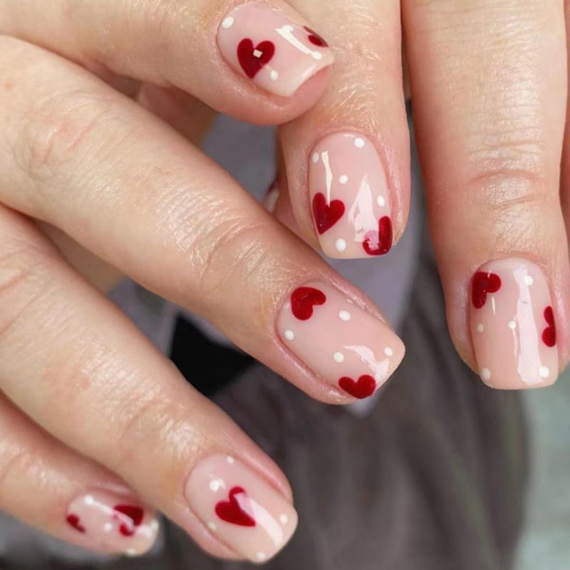 CTTHNBD 6 Packs (144 Pcs) Square Press on Nails - French Tip, Red, Heart False Nails - Short, Medium Glue on Fake Nails for Women - 12 Sizes, 6 Styles - Image 3