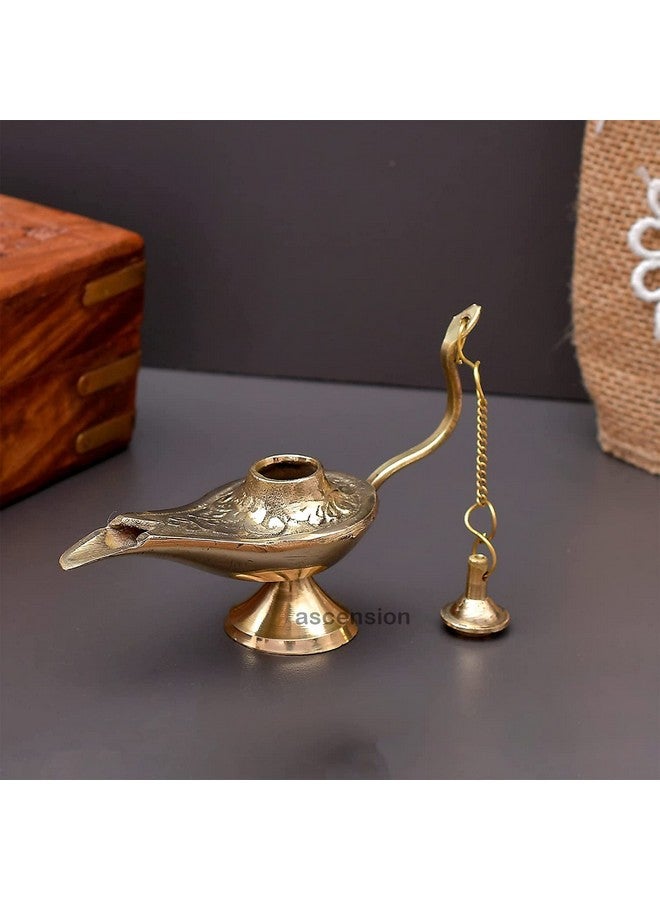أسينشين مصباح علاء الدين شيراج المعدني المصنوع يدويًا من النحاس الأصفر من Ascension، قطعة ديكور منزلية صغيرة (ذهبية) - Image 2