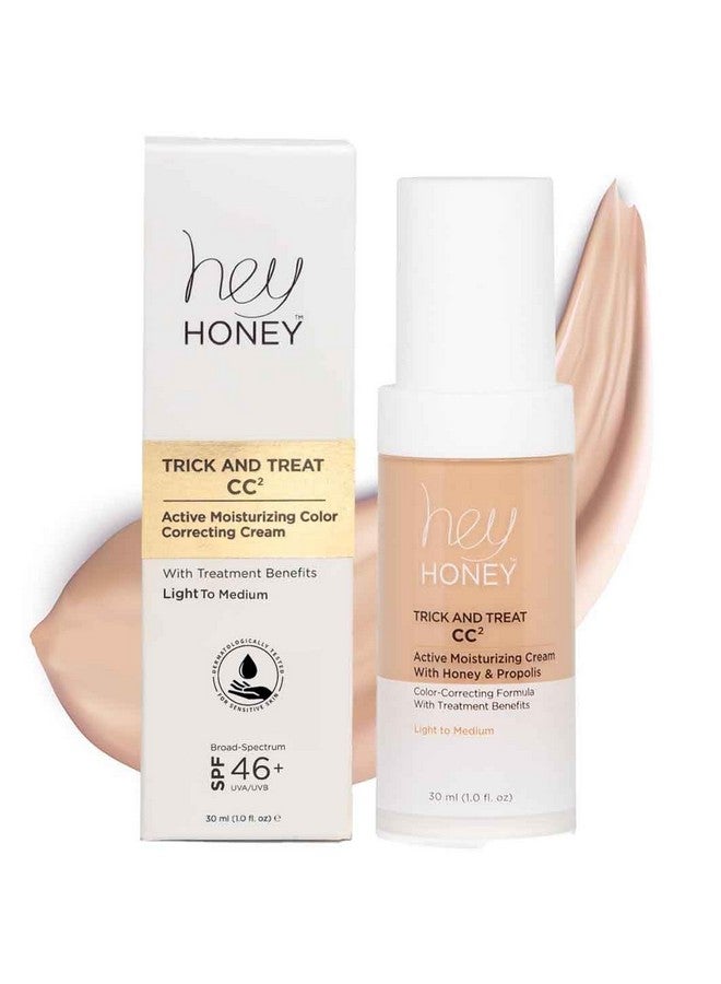 Hey Honey Trick and Treat CC Cream SPF 46 | Active Moisturizing Color Correcting Cream with Honey & Propolis | Best Cover For Rosacea, Skin Redness & Mature Skin | Cruelty-Free | 1 oz (Light-Medium) - Image 1